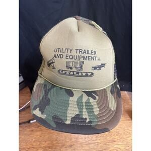 Snapback Ball Cap Camouflage Utility Trailer Equip‎ Co Mesh Trucker USA Vintage